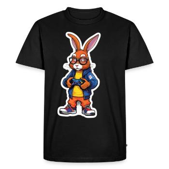 Lapin de Pâques Gamer pour les nerds et les joueurs - T-shirt Premium bio Homme - noir - Devant - Nico (187cm)