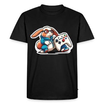 Lapin de Pâques Gamer pour les nerds et les joueurs - T-shirt Premium bio Homme - noir - Devant - Nico (187cm)