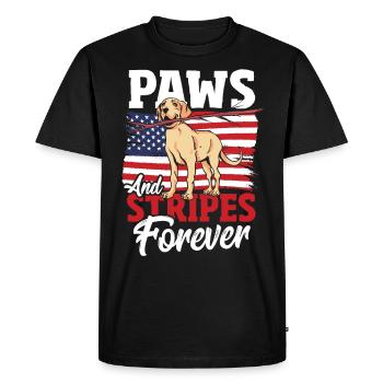 Un chien de laboratoire noir tient le 4 juillet patriotique - T-shirt Premium bio Homme - noir - Devant - Nico (187cm)