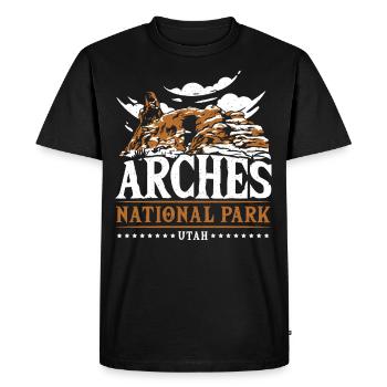 Arch Wilderness Hiking Arches National Park Funny - Men's Premium Organic T-Shirt - black - Front - Nico (187cm)