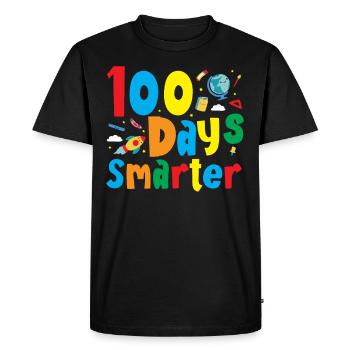 100th Day of School 100 Days Smarter Books Space - Men's Premium Organic T-Shirt - black - Front - Nico (187cm)