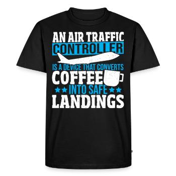 Costume de contrôleur de la circulation aérienne de piste d’aviation de piste de trafic aérien - T-shirt Premium bio Homme - noir - Devant - Nico (187cm)