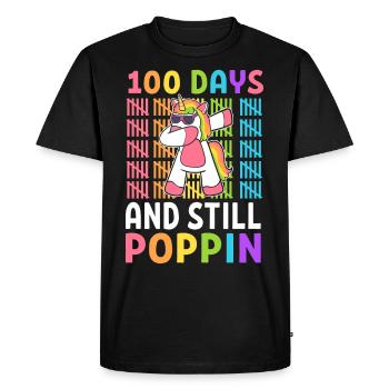 Happy 100 Days of School and Still Poppin 100th - Men's Premium Organic T-Shirt - black - Front - Nico (187cm)