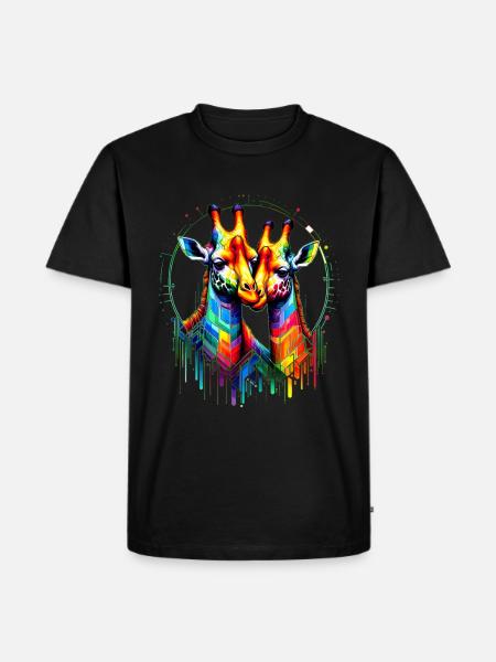 Giraffenliebe - Farbenvielfalt - Männer Premium Bio T-Shirt - Schwarz