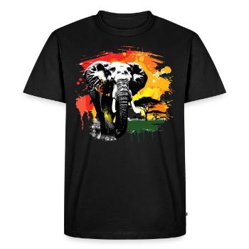 Elephant Africa Safari Nature Wilderness Watercolor Art - Men's Premium Organic T-Shirt - black - Front - Nico (187cm)