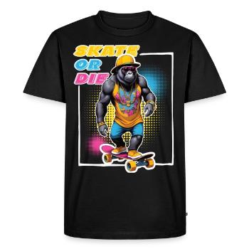 Skater Gorilla with Sunglasses & Saying - Men's Premium Organic T-Shirt - black - Front - Nico (187cm)