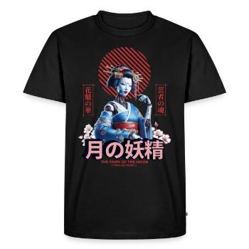 Geisha au clair de lune : la fée de la lune - T-shirt Premium bio Homme - noir - Devant - Nico (187cm)