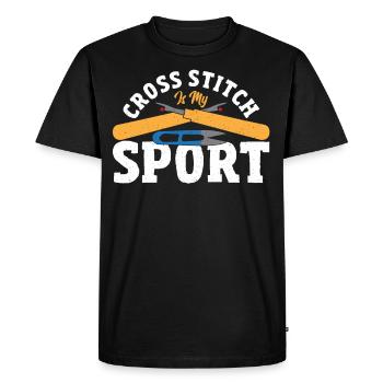 Point de croix amant broderie astucieux maman - T-shirt Premium bio Homme - noir - Devant - Nico (187cm)