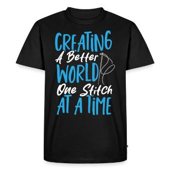 Point de croix Couture Point de croix J’aime point de croix - T-shirt Premium bio Homme - noir - Devant - Nico (187cm)