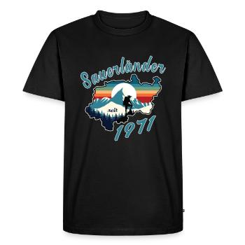 1971 anniversaire Sauerländer Original Retro Sunset - T-shirt Premium bio Homme - noir - Devant - Nico (187cm)