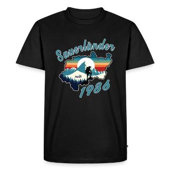 1986 anniversaire Sauerländer Original Retro Sunset - T-shirt Premium bio Homme - noir - Devant - Nico (187cm)
