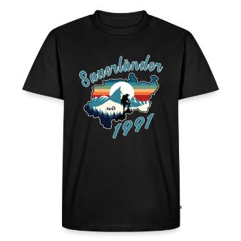 1991 anniversaire Sauerländer Original Retro Sunset - T-shirt Premium bio Homme - noir - Devant - Nico (187cm)