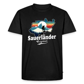 Sauerländer Original Retro Sunset - T-shirt Premium bio Homme - noir - Devant - Nico (187cm)