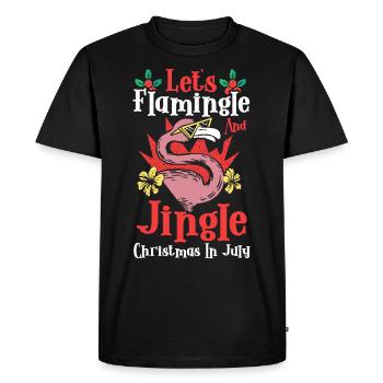 Noël tropical rose flamant rose en juillet - T-shirt Premium bio Homme - noir - Devant - Nico (187cm)