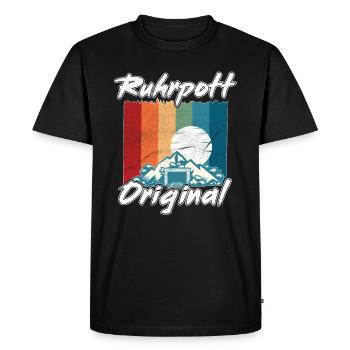 Ruhrpott Original Retro Sunset Mine - T-shirt Premium bio Homme - noir - Devant - Nico (187cm)