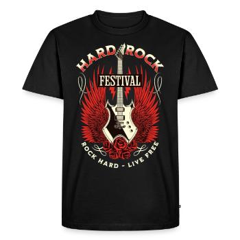 HARDROCK FESTIVAL ROCK HARD LIVE FREE - Männer Premium Bio T-Shirt - Schwarz - Vorne - Nico (187cm)