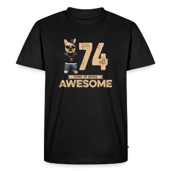 74 ans d’être un chien cool génial - T-shirt Premium bio Homme - noir - Devant - Nico (187cm)