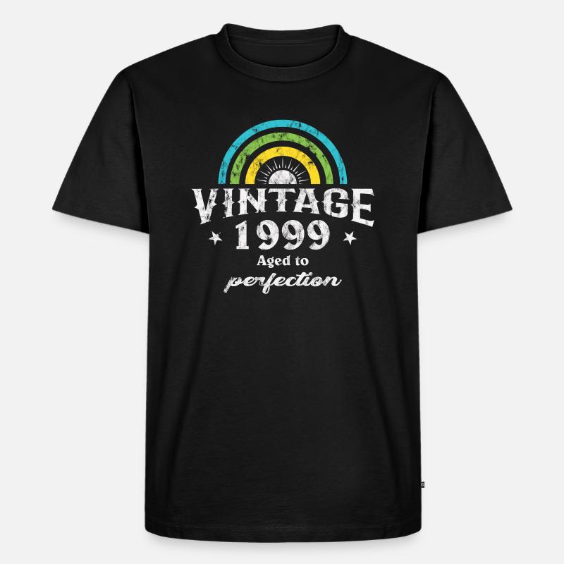 1999 Geburtstag Vintage Rainbow Sun - Männer Premium Bio T-Shirt - Schwarz