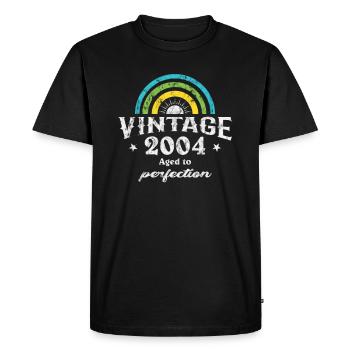 2004 Birthday Vintage Rainbow Sun - Men's Premium Organic T-Shirt - black - Front - Nico (187cm)
