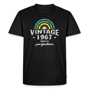 1967 Birthday Vintage Rainbow Sun - Men's Premium Organic T-Shirt - black - Front - Nico (187cm)