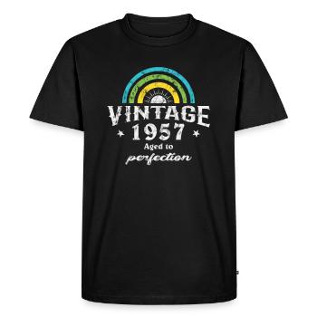 1957 Birthday Vintage Rainbow Sun - Men's Premium Organic T-Shirt - black - Front - Nico (187cm)
