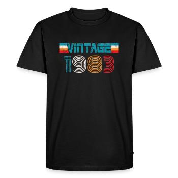 Millésime anniversaire 1983 - T-shirt Premium bio Homme - noir - Devant - Nico (187cm)