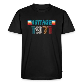 Millésime anniversaire 1971 - T-shirt Premium bio Homme - noir - Devant - Nico (187cm)