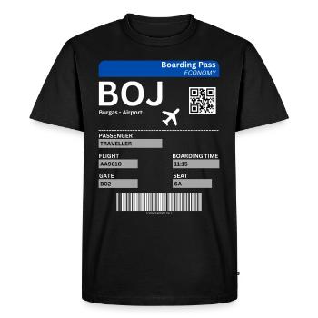 Carte d’embarquement Burgas Bulgarie Vacances - T-shirt Premium bio Homme - noir - Devant - Nico (187cm)