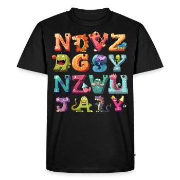 Alphabet ABC Animal Learning Kindergarten Teacher - T-shirt Premium bio Homme - noir - Devant - Nico (187cm)