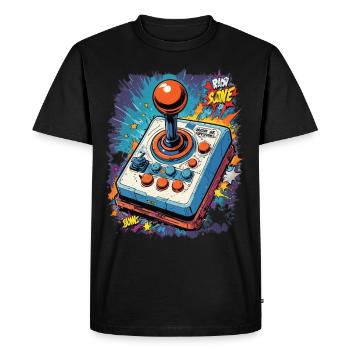 Retro Gamer Joystick / Controller Jeux de console - T-shirt Premium bio Homme - noir - Devant - Nico (187cm)