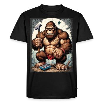 Retro Gamer Gorilla avec manette Jeux de console - T-shirt Premium bio Homme - noir - Devant - Nico (187cm)