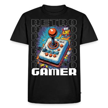 Retro Gamer Joystick / Controller Jeux de console - T-shirt Premium bio Homme - noir - Devant - Nico (187cm)