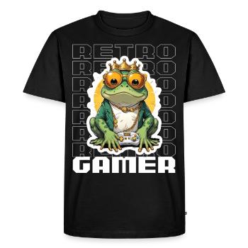 Retro Gamer Frog avec manette Jeux de console - T-shirt Premium bio Homme - noir - Devant - Nico (187cm)