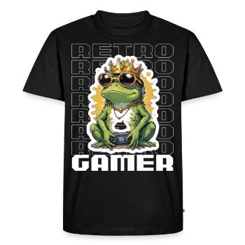 Retro Gamer Frog avec manette Jeux de console - T-shirt Premium bio Homme - noir - Devant - Nico (187cm)