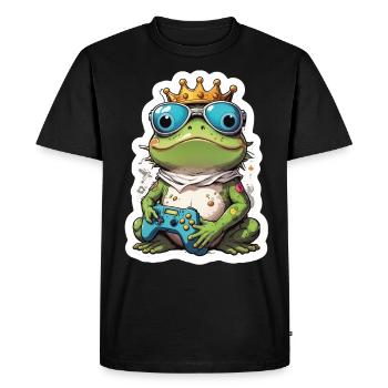 Retro Gamer Frog with Controller Console Games - Men's Premium Organic T-Shirt - black - Front - Nico (187cm)
