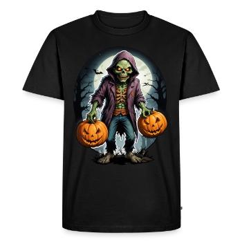 Halloween - Horreur zombie Horreur avec citrouille - T-shirt Premium bio Homme - noir - Devant - Nico (187cm)