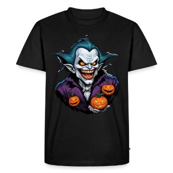 Halloween Vampire with Pumpkins - Men's Premium Organic T-Shirt - black - Front - Nico (187cm)