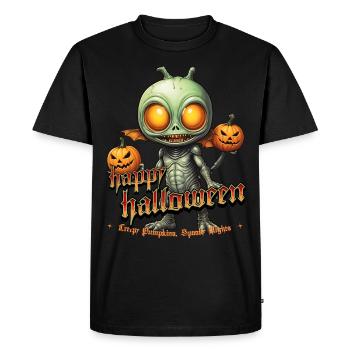 Alien with pumpkin heads Halloween - Men's Premium Organic T-Shirt - black - Front - Nico (187cm)