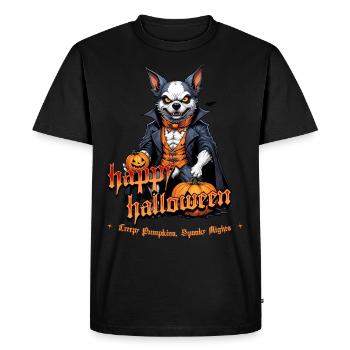 Halloween Dog with Pumpkin Vampire Costume - Men's Premium Organic T-Shirt - black - Front - Nico (187cm)