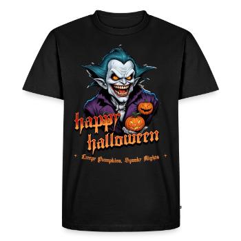 Halloween Vampire with Pumpkins - Men's Premium Organic T-Shirt - black - Front - Nico (187cm)