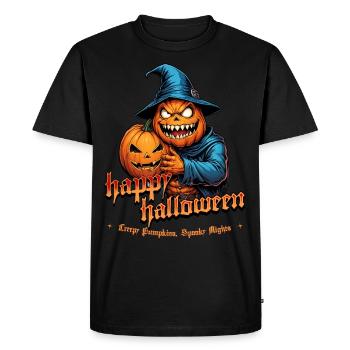 Halloween Pumpkin Witch Hat Midnight - Men's Premium Organic T-Shirt - black - Front - Nico (187cm)
