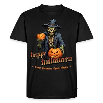 Zombie Joyeux Halloween Citrouilles effrayantes - T-shirt Premium bio Homme - noir - Devant - Nico (187cm)