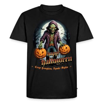 Zombie Joyeux Halloween Citrouilles effrayantes - T-shirt Premium bio Homme - noir - Devant - Nico (187cm)