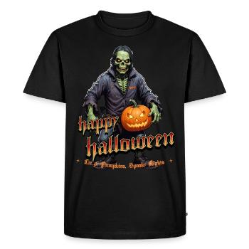 Zombie Joyeux Halloween Citrouilles effrayantes - T-shirt Premium bio Homme - noir - Devant - Nico (187cm)