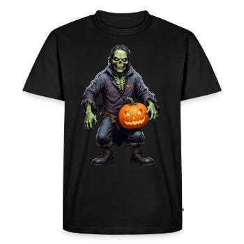 Zombie Joyeux Halloween Citrouilles effrayantes - T-shirt Premium bio Homme - noir - Devant - Nico (187cm)