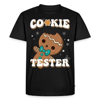 Cookie Tester Figurine Pain d’Épice Joie d’Hiver - T-shirt Premium bio Homme - noir - Devant - Nico (187cm)