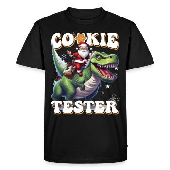 Testeur de biscuits de Noël Dino Trex - T-shirt Premium bio Homme - noir - Devant - Nico (187cm)