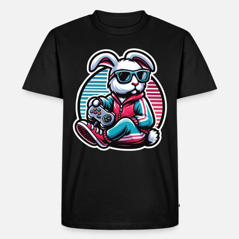 Lässiger Gamer-Hase Mit Controller - Männer Premium Bio T-Shirt - Schwarz