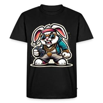 Cool Gamer Bunny with Controller and Sunglasses - Men's Premium Organic T-Shirt - black - Front - Nico (187cm)