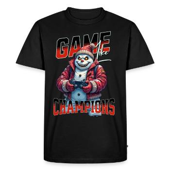 Game Like Champions With Skull and Controller - Men's Premium Organic T-Shirt - black - Front - Nico (187cm)